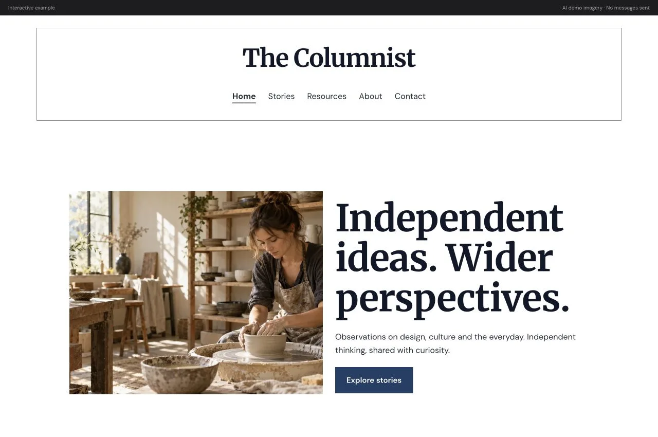 The Columnist modern website preview