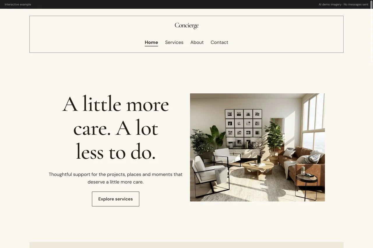 Concierge modern website preview