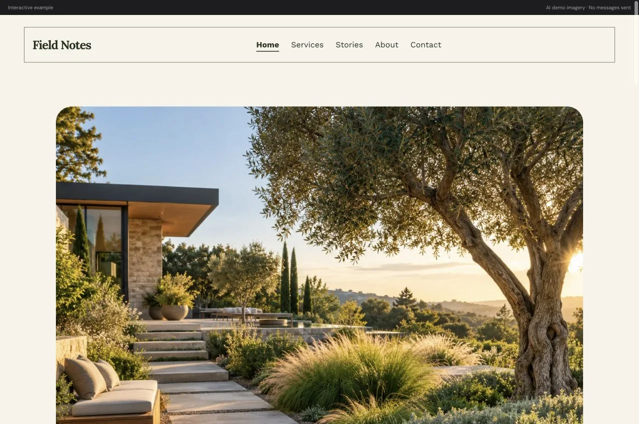 Field Notes modern website preview