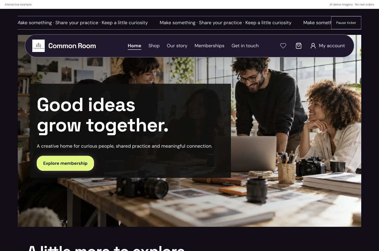 Common Room bold website preview