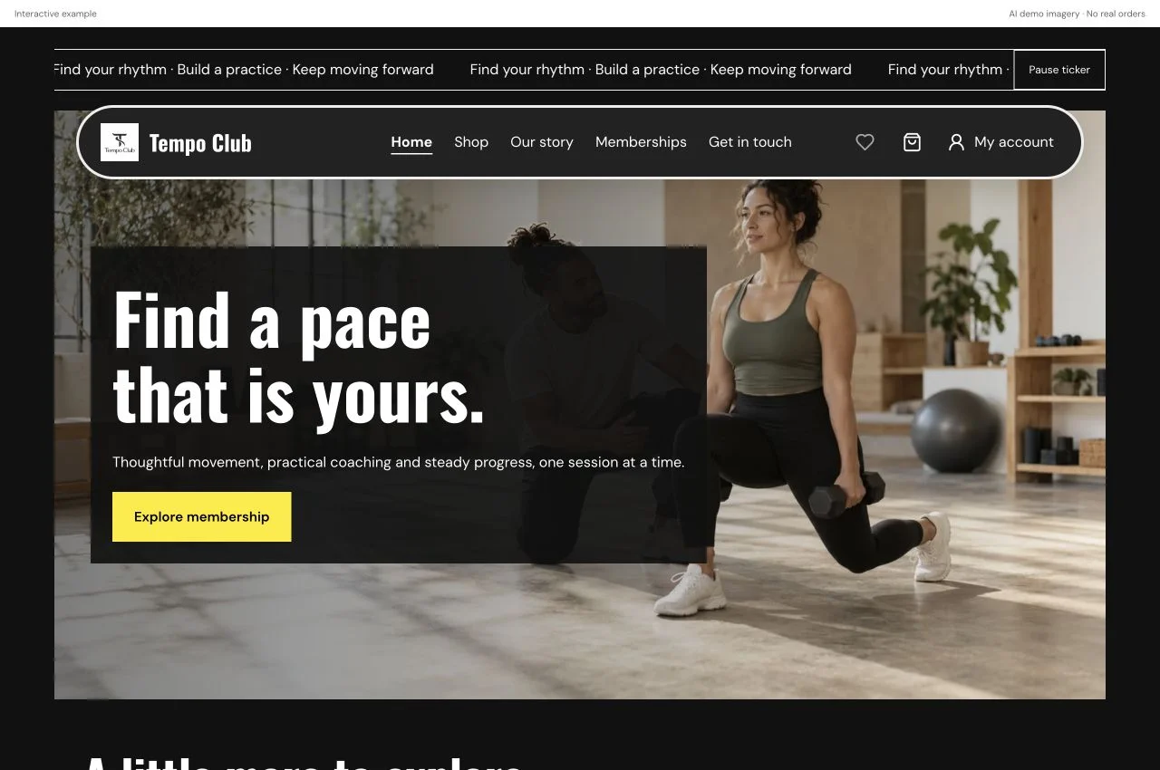 Tempo Club bold website preview