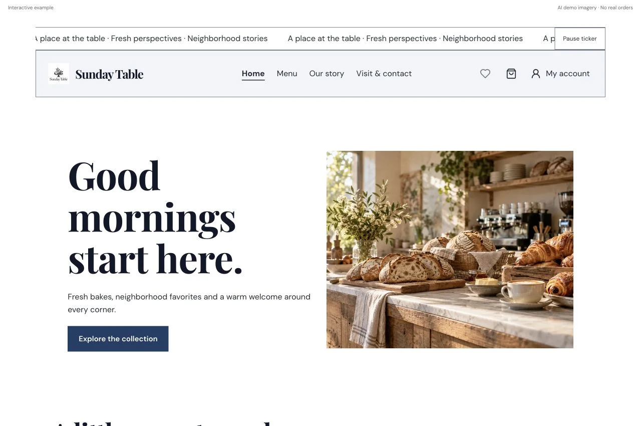 Sunday Table premium website preview
