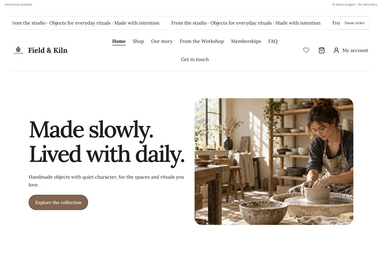 Field & Kiln modern website preview
